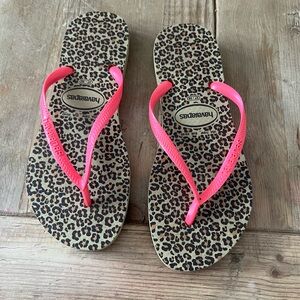 Havaianas Women's Sandals - Leopard Print with Pink Straps